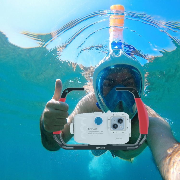 PULUZ Dual Silicone Handles Aluminium Alloy Underwater Diving Rig for GoPro, Other Action Cameras and Smartphones (Red)