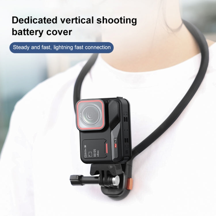 PULUZ Aluminum Alloy Vertical Shooting Magnetic Quick-release Battery Side Interface Cover for Insta360 Ace Pro 2 (Black)