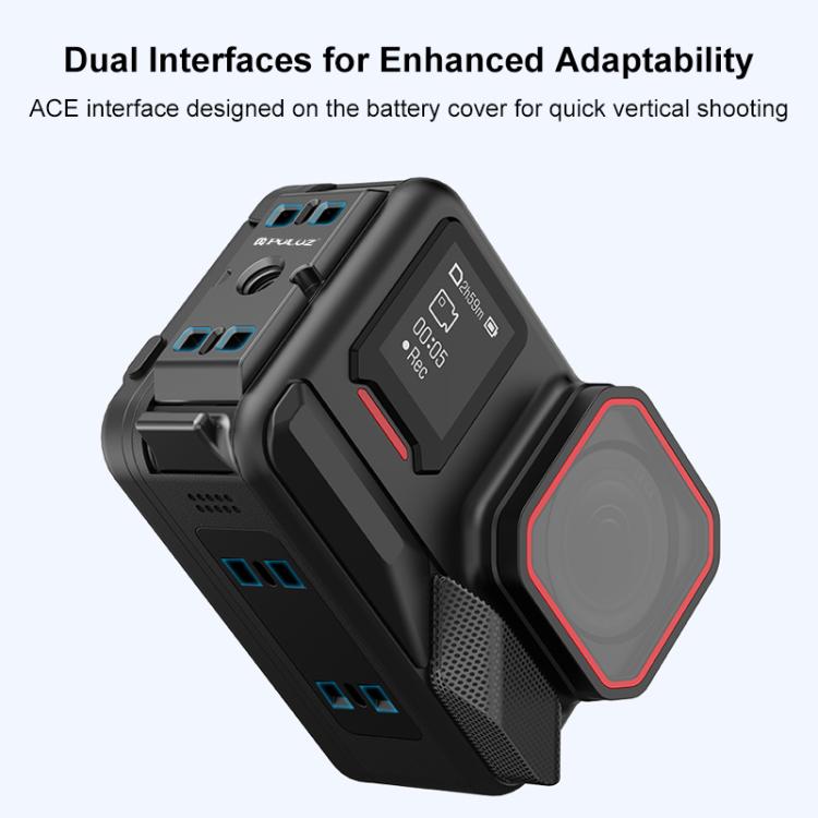 PULUZ ACE / AC Aluminum Alloy Vertical Shooting Magnetic Quick-release Battery Side Interface Cover for Insta360 Ace Pro 2 (Black)