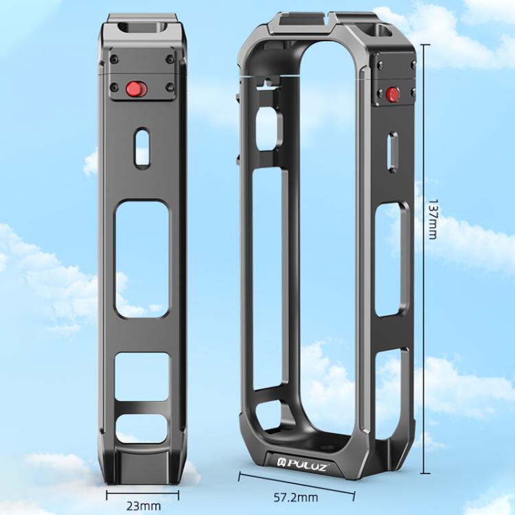For Insta360 X5 PULUZ Aluminum Alloy Protective Cage Rig Expand Cold Shoe Housing Frame (Grey)