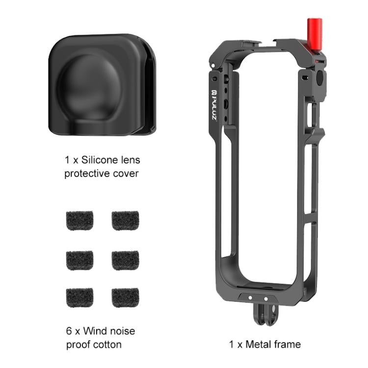 For Insta360 X5 PULUZ Metal Protective Cage Rig Housing Frame with Lens Cover (Black) - free shipping - PMC TechLife - Order now!