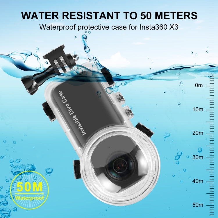 For Insta360 X3 PULUZ Invisible Dive Case 50m Waterproof Sealed Case (Transparent) - free shipping - PMC Jewellery - Order now!