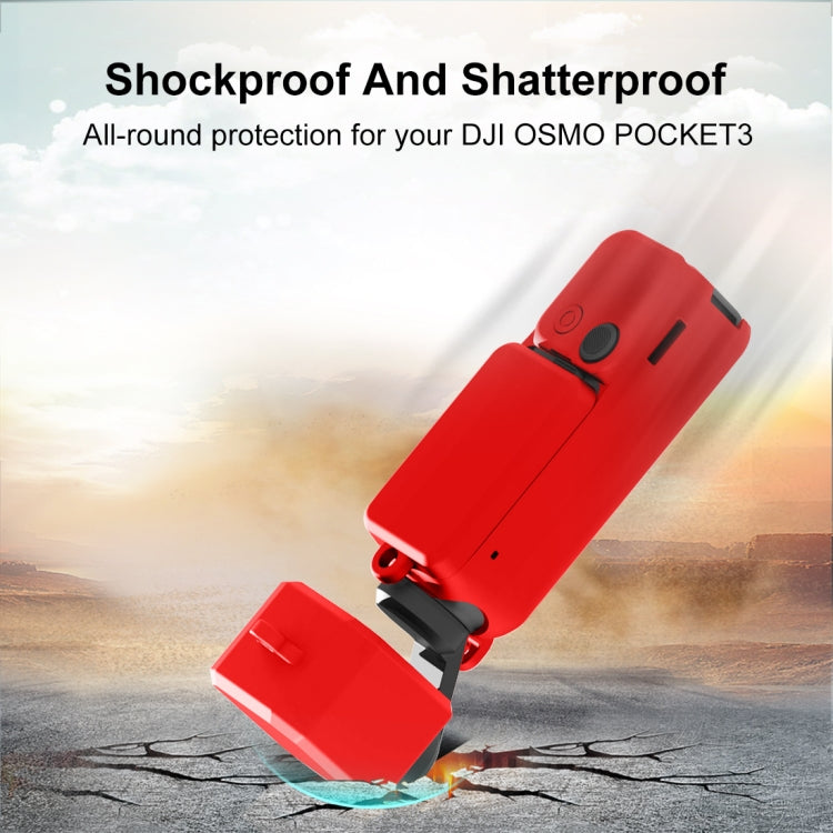 For DJI OSMO Pocket 3 PULUZ 3 in 1 Silicone Cover Case Set (Red)