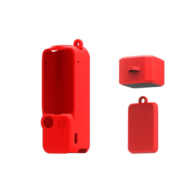 For DJI OSMO Pocket 3 PULUZ 3 in 1 Silicone Cover Case Set (Red)