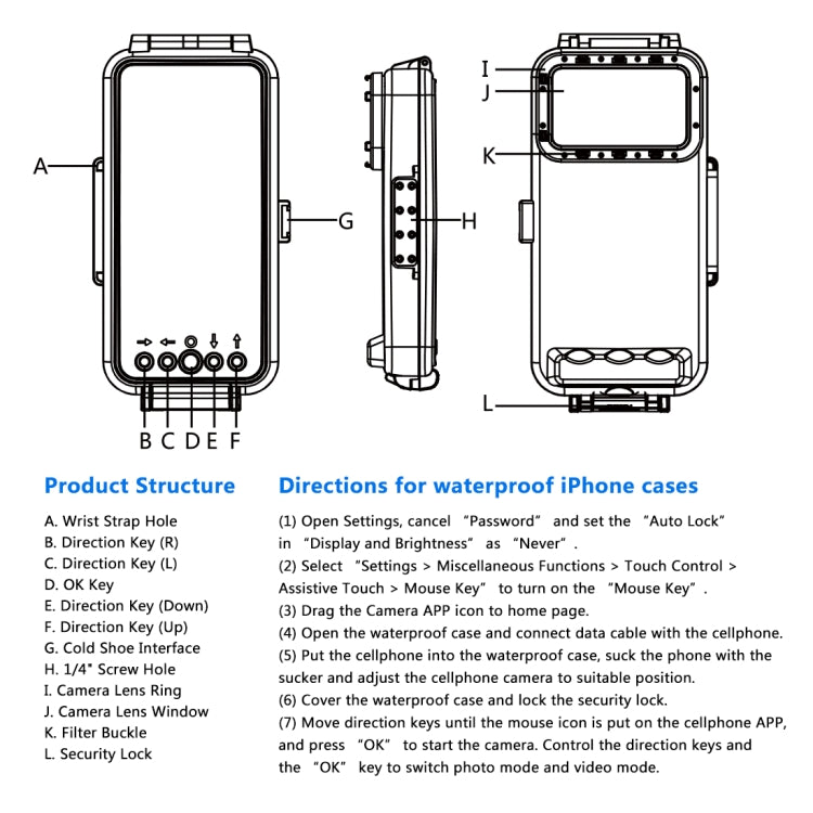 PULUZ 45m/147ft Water-resistant Diving Case Photo Video Taking Underwater Housing Cover for iPhone 14 Series, iPhone 13 Series, iPhone 12 Series, iPhone 11 Series, iPhone X Series, iPhone 8 & 7, iPhone 6s, iOS 13.0 or Above Version iPhone(White)