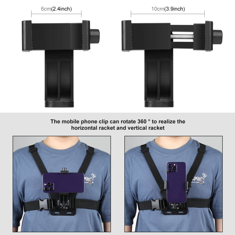 PULUZ 5 in 1 Adjustable Body Mount Belt Chest Strap with Phone Clamp & J Hook Mount & Long Screw Kit - Chest Belt by PULUZ | Online Shopping South Africa | PMC Jewellery | Buy Now Pay Later Mobicred