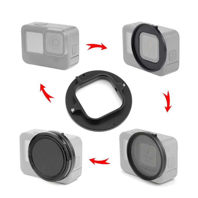 For GoPro HERO12 Black /11 Black /11 Black Mini /10 Black /9 Black PULUZ 52mm UV ND2-400 Filter with Adapter Ring(Black) - free shipping - PMC Jewellery - Order now!