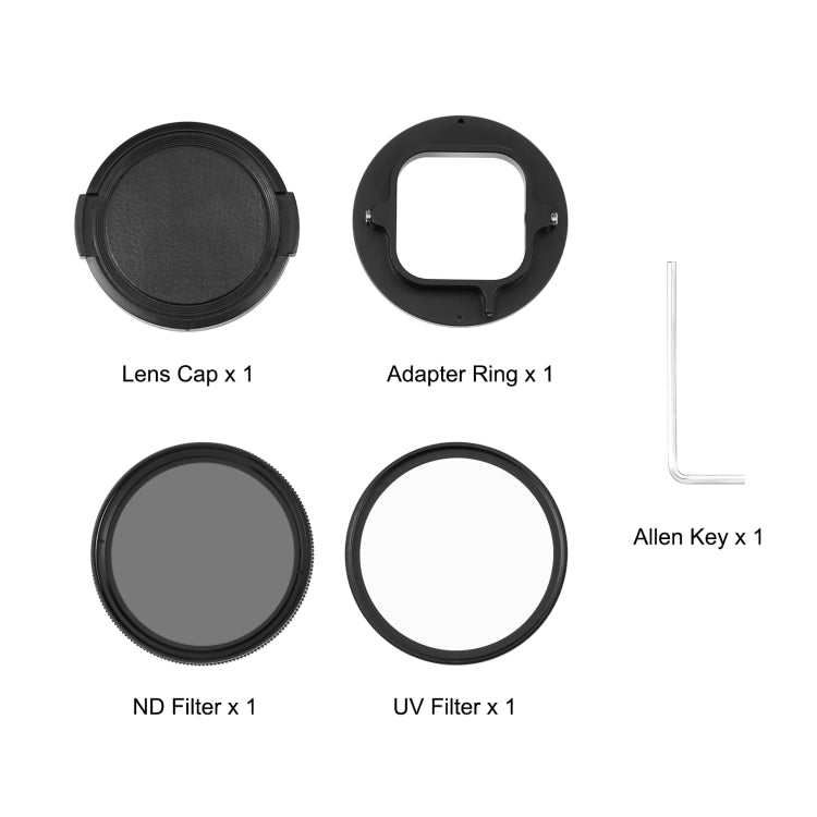 For GoPro HERO12 Black /11 Black /11 Black Mini /10 Black /9 Black PULUZ 52mm UV ND2-400 Filter with Adapter Ring(Black) - free shipping - PMC Jewellery - Order now!