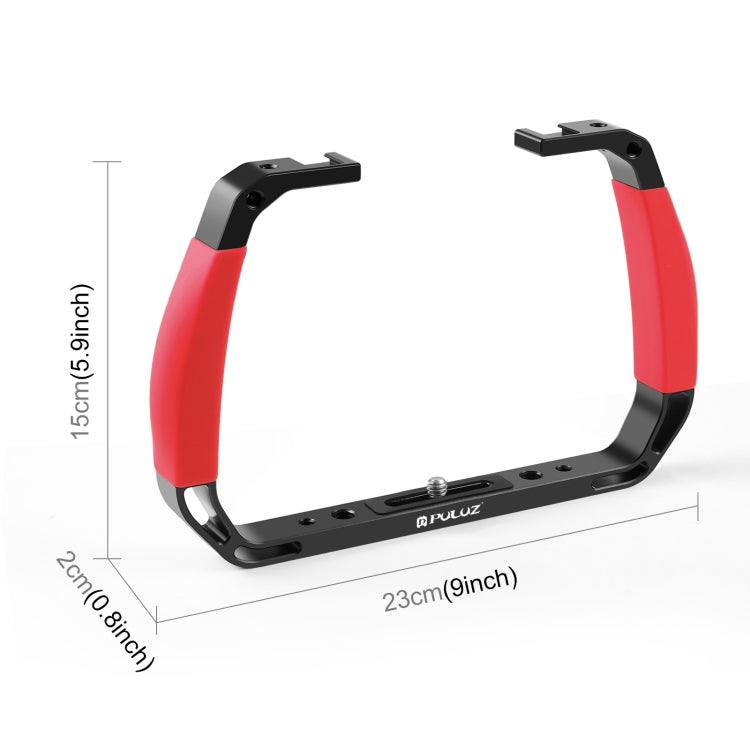 PULUZ Dual Silicone Handles Aluminium Alloy Underwater Diving Rig for GoPro, DJI OSMO Action, Insta360 and Other Action Cameras (Red)