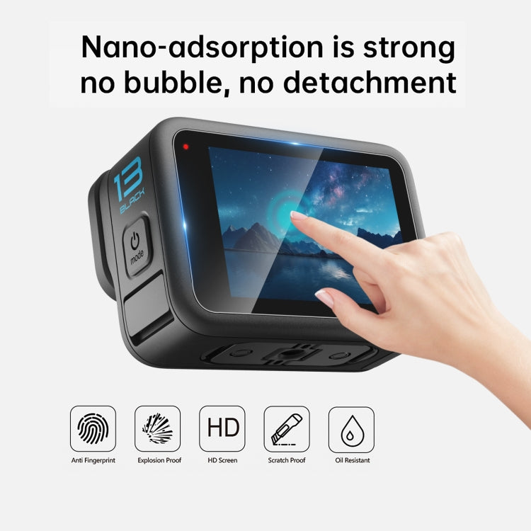 For GoPro HERO13 Black PULUZ 3 in 1 Lens and Front Back Screen 9H 2.5D Tempered Glass Film (Transparent)