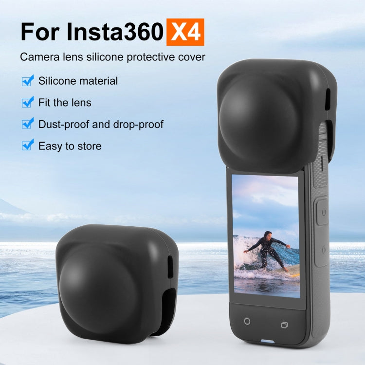 For Insta360 X4 / X5 PULUZ Silicone Protective Lens Cover (Black)