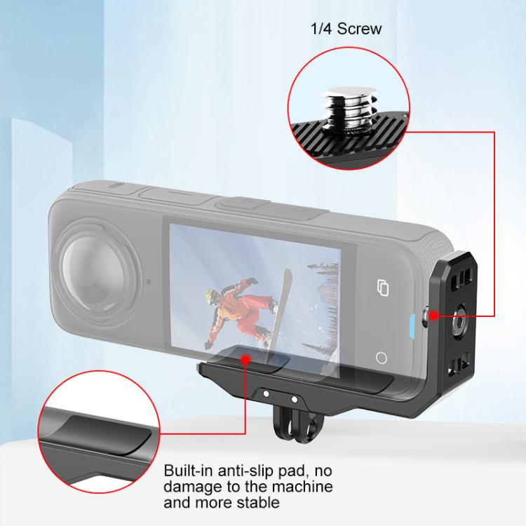 For Insta360 X4 / X5 PULUZ Vertical Horizontal Shooting Quick Release Metal L Bracket (Black)