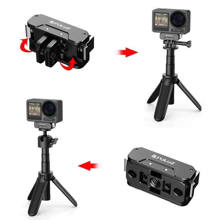 For DJI Osmo Action 5 Pro / 4 / 3 PULUZ Magnetic Quick Release Metal Base (Black) - Mount & Holder by PULUZ | Online Shopping South Africa | PMC Jewellery | Buy Now Pay Later Mobicred
