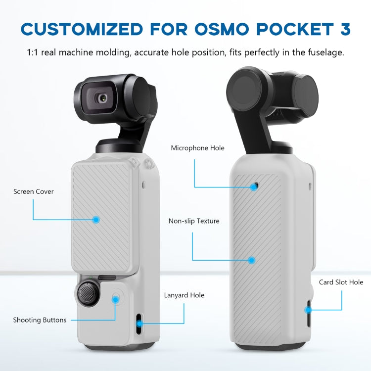 For DJI OSMO Pocket 3 PULUZ 2 in 1 Silicone Cover Case Set with Strap (Grey) - Case & Bags by PULUZ | Online Shopping South Africa | PMC Jewellery | Buy Now Pay Later Mobicred