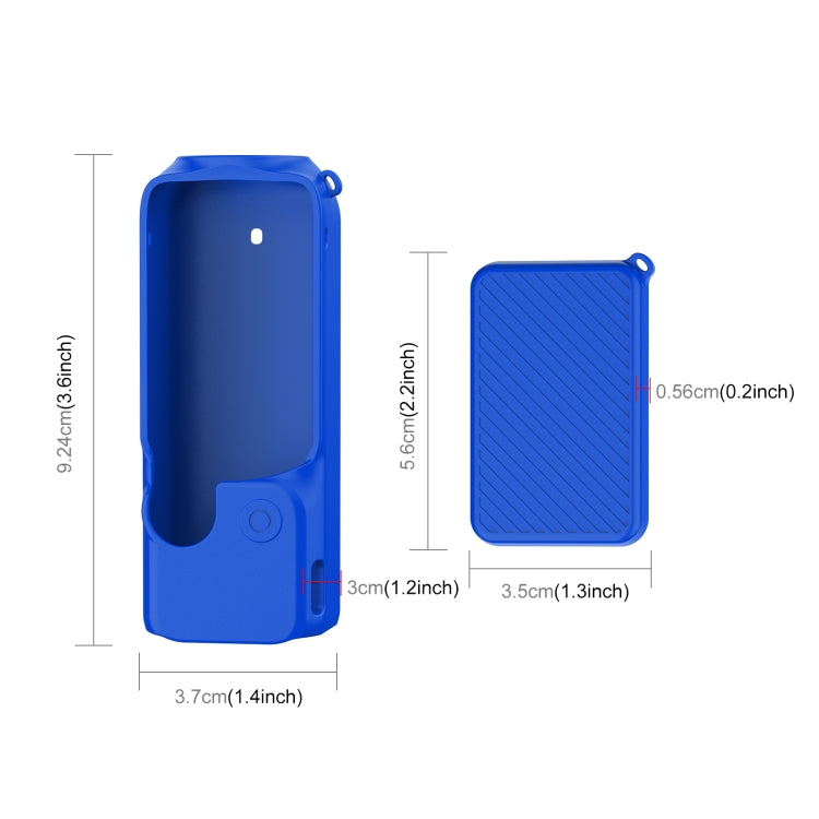 For DJI OSMO Pocket 3 PULUZ 2 in 1 Silicone Cover Case Set with Strap (Blue)