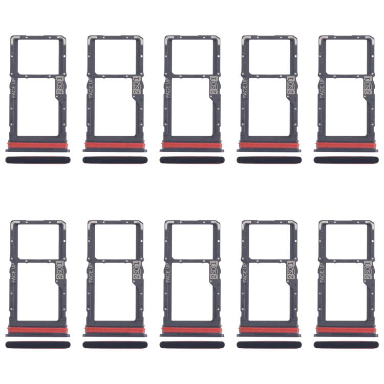 For Motorola Moto G53 XT2335-2 10pcs Original SIM + Micro SD Card Tray (Black)