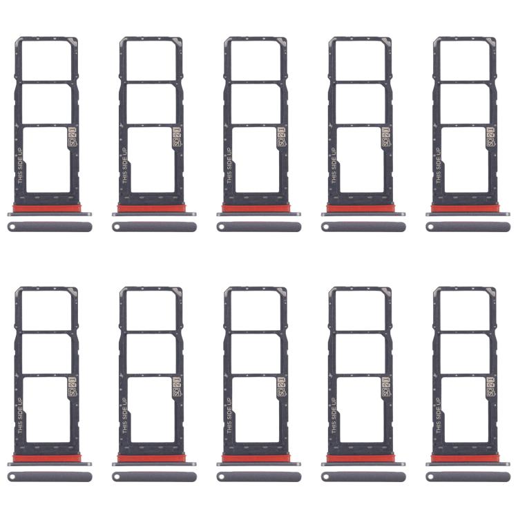 For Motorola Moto E40 10pcs Original SIM Card Tray + SIM Card Tray + Micro SD Card Tray (Grey)