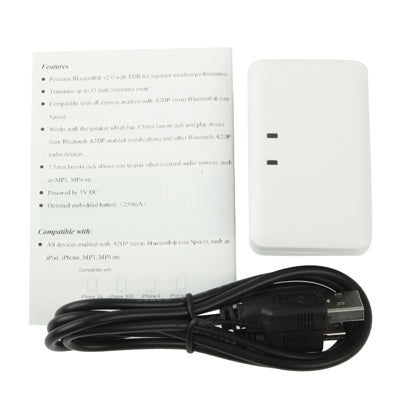 Mini Bluetooth Music Receiver for iPhone 4 & 4S / 3GS / 3G / iPad 3 / iPad 2 / Other Bluetooth Phones & PC, Size: 60 x 36 x 15mm (White) - Bluetooth Dongle by PMC Jewellery | Online Shopping South Africa | PMC Jewellery | Buy Now Pay Later Mobicred