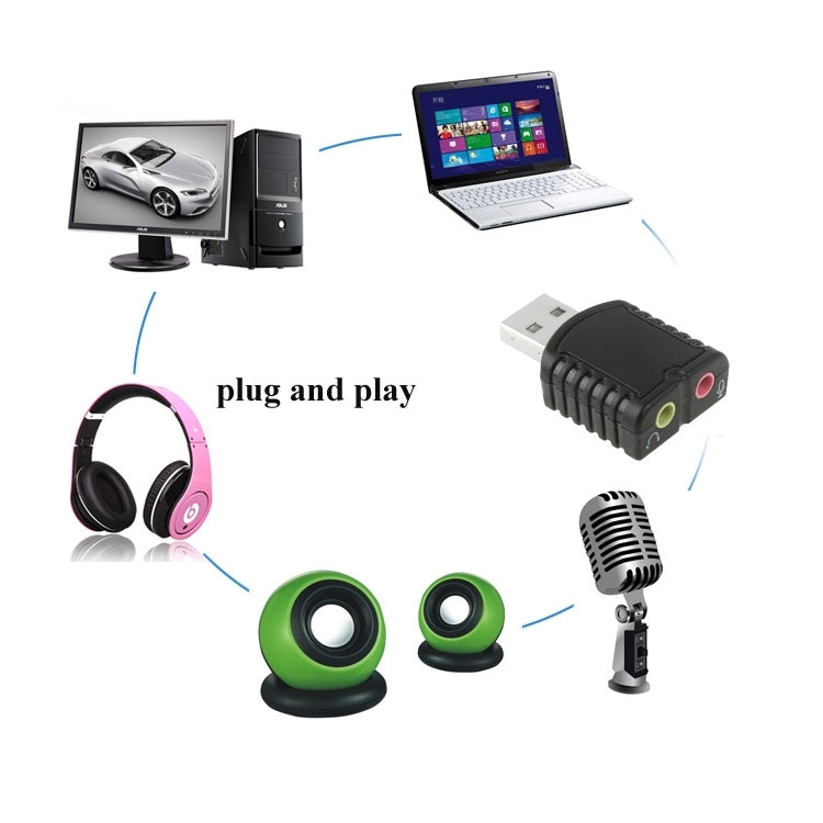 USB 2.0 Stereo Sound Adapter, External Power Not Required(Black) - USB Sound by PMC Jewellery | Online Shopping South Africa | PMC Jewellery | Buy Now Pay Later Mobicred