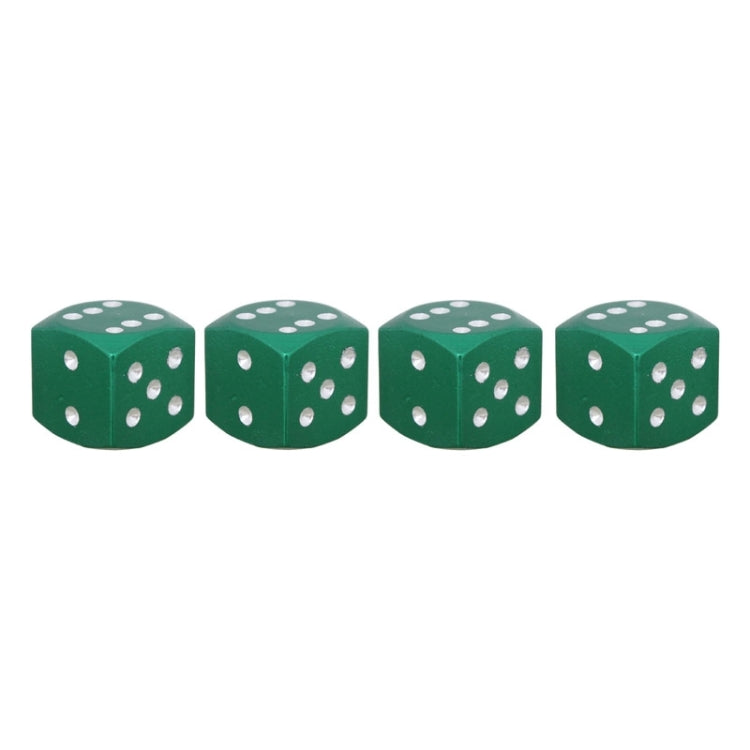 Universal 8mm Dice Style Aluminium Alloy Car Tire Valve Caps, Pack of 4(Green)