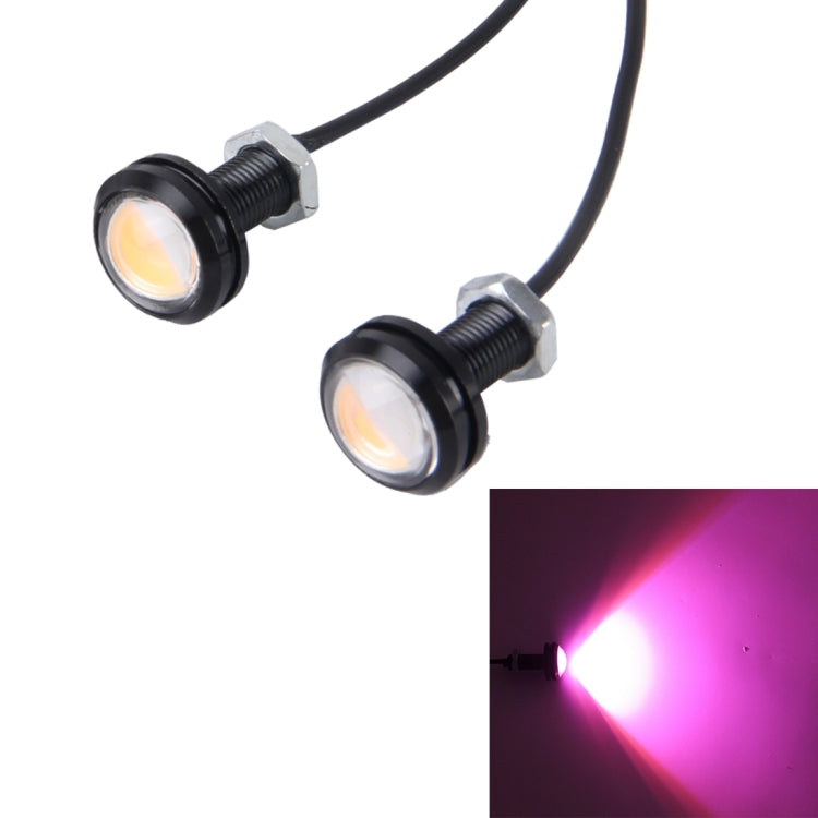 2 PCS 3W Water-resistant Eagle Eye light LED Light for Vehicles, Cable Length: 60cm(Pink Light)