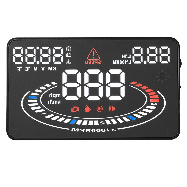 E300 5.5 inch Car OBDII / EUOBD HUD Vehicle-mounted Head Up Display Security System, Support Speed & Fuel Consumption, Overspeed Alarm, Fuel Consumption, Water Temperature, etc.(Black)
