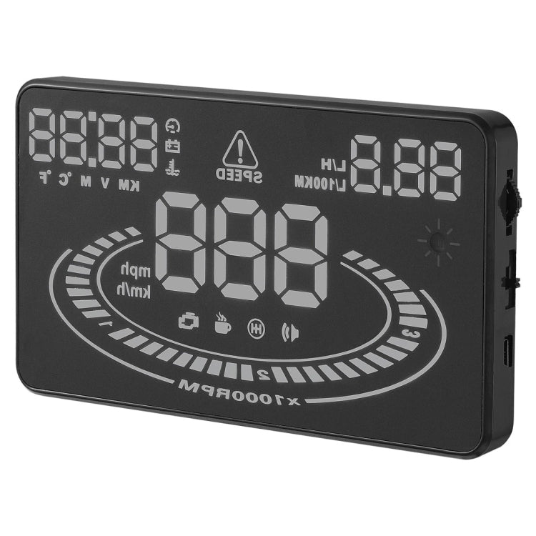 E300 5.5 inch Car OBDII / EUOBD HUD Vehicle-mounted Head Up Display Security System, Support Speed & Fuel Consumption, Overspeed Alarm, Fuel Consumption, Water Temperature, etc.(Black)