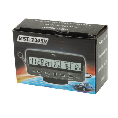 3.6 inch LCD Car Digital Thermometer with Time / Date / Week / Alarm / Car Storage Battery Voltage Display(Black) - free shipping - PMC TechLife - Order now!