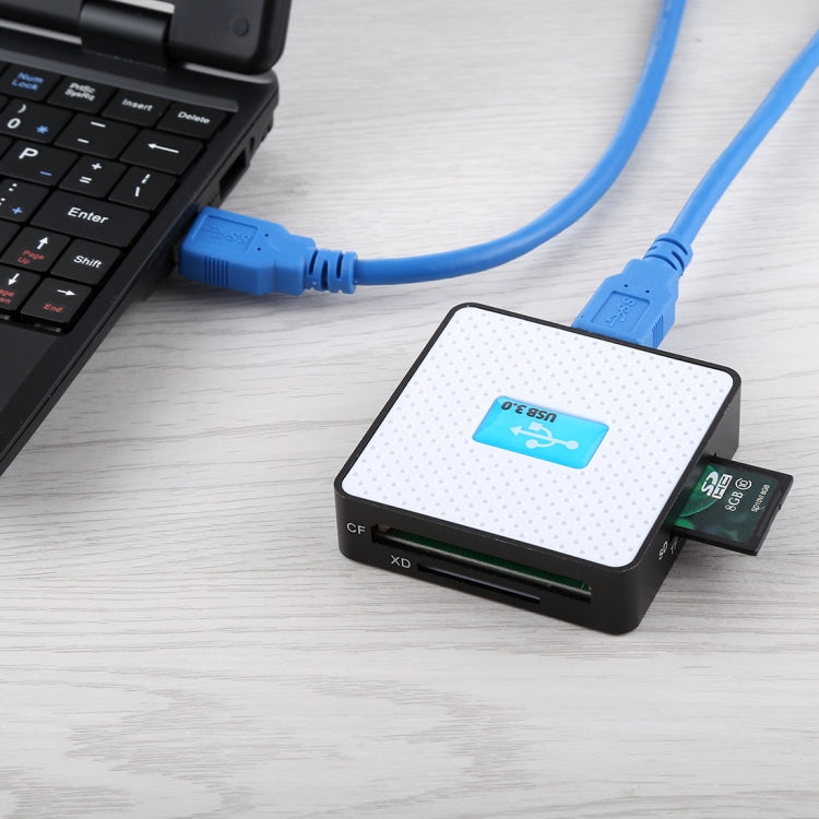 USB 3.0 All-in-1 Card Reader, Super Speed 5Gbps, Support CF / SD / TF / M2 / XD Card(White) - by PMC Jewellery | Online Shopping South Africa | PMC Jewellery | Buy Now Pay Later Mobicred