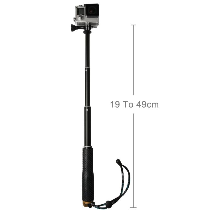 Handheld 49cm Extendable Pole Monopod with Screw for GoPro, Insta360, DJI and Other Action Cameras(Gold)