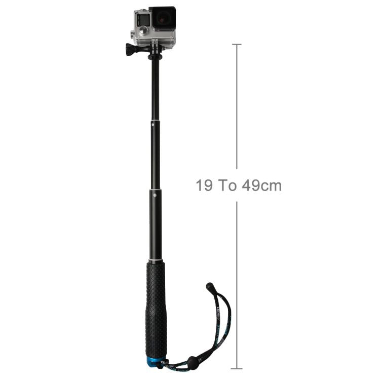 Handheld 49cm Extendable Pole Monopod with Screw for GoPro, Insta360, DJI and Other Action Cameras(Blue)