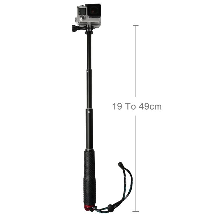 Handheld 49cm Extendable Pole Monopod with Screw for GoPro, Insta360, DJI and Other Action Cameras(Red)