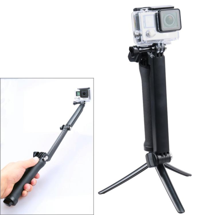 3-Way Multi Function Extendable Monopod Tripod Folding Rotating Arm Camera Handle for GoPro, Insta360, DJI and Other Action Cameras - Extendable Pole by PMC Jewellery | Online Shopping South Africa | PMC Jewellery | Buy Now Pay Later Mobicred