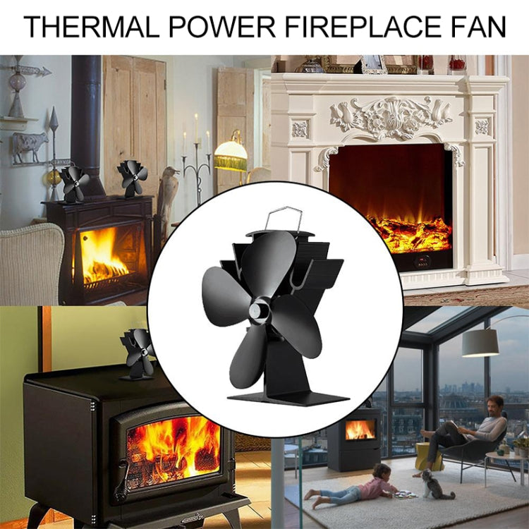 YL603 Eco-friendly Aluminum Alloy Heat Powered Stove Fan with 4 Blades for Wood / Gas / Pellet Stoves (Silver)