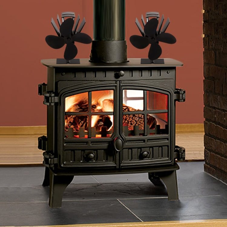 YL603 Eco-friendly Aluminum Alloy Heat Powered Stove Fan with 4 Blades for Wood / Gas / Pellet Stoves (Silver)