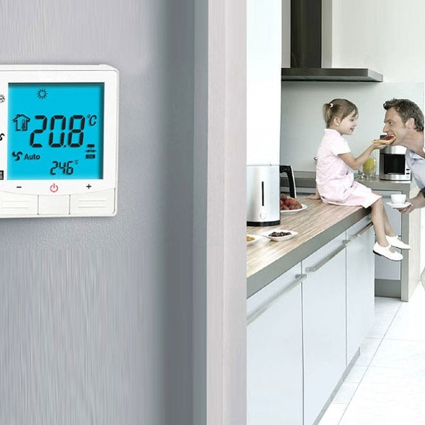 LCD Display Air Conditioning 2-Pipe Programmable Room Thermostat for Fan Coil Unit(White) - Thermostat & Thermometer by PMC TechLife | Online Shopping South Africa | PMC TechLife | Buy Now Pay Later Mobicred