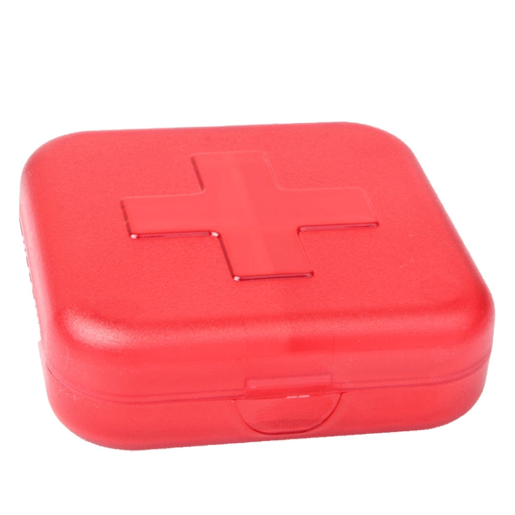 10 PCS 4 Compartments Portable Plastic Cross Pills Medicine Storage Box(Red)