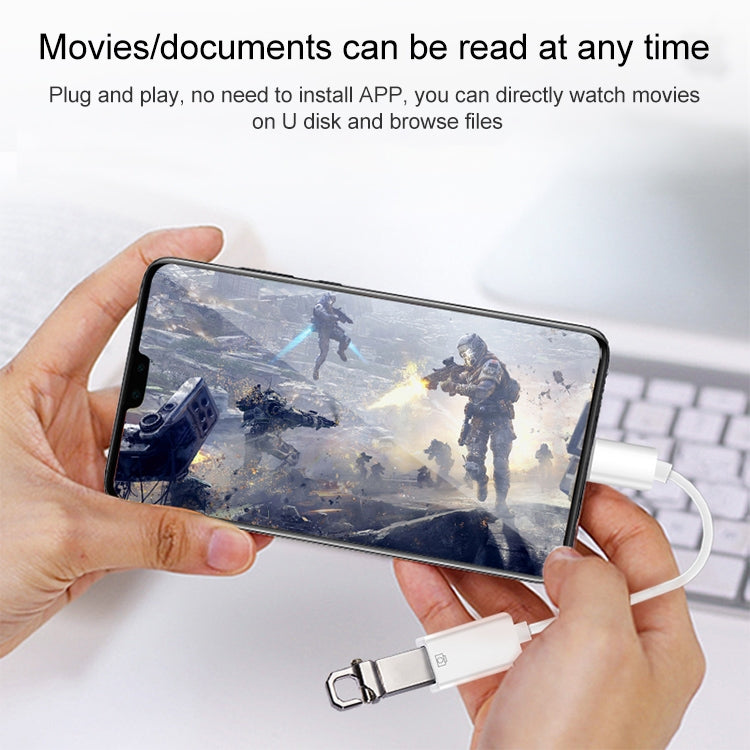 USB OTG Connection Kit (10cm)(White) - Converter & Adapter by PMC Jewellery | Online Shopping South Africa | PMC Jewellery | Buy Now Pay Later Mobicred