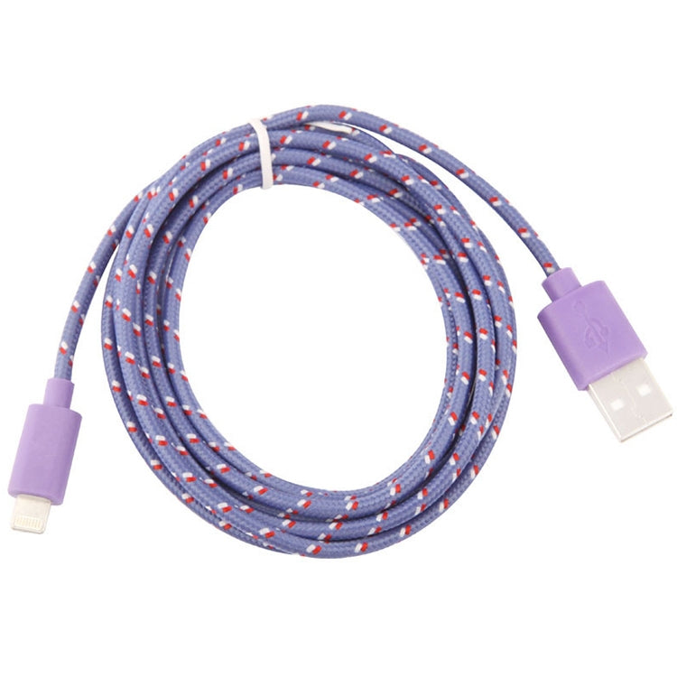 1m Nylon Netting USB Data Transfer Charging Cable For iPhone, iPad, Compatible with up to iOS 15.5(Purple)