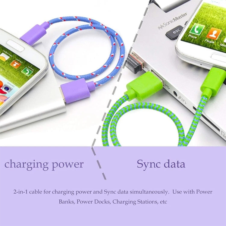 1m Nylon Netting USB Data Transfer Charging Cable For iPhone, iPad, Compatible with up to iOS 15.5(Purple)