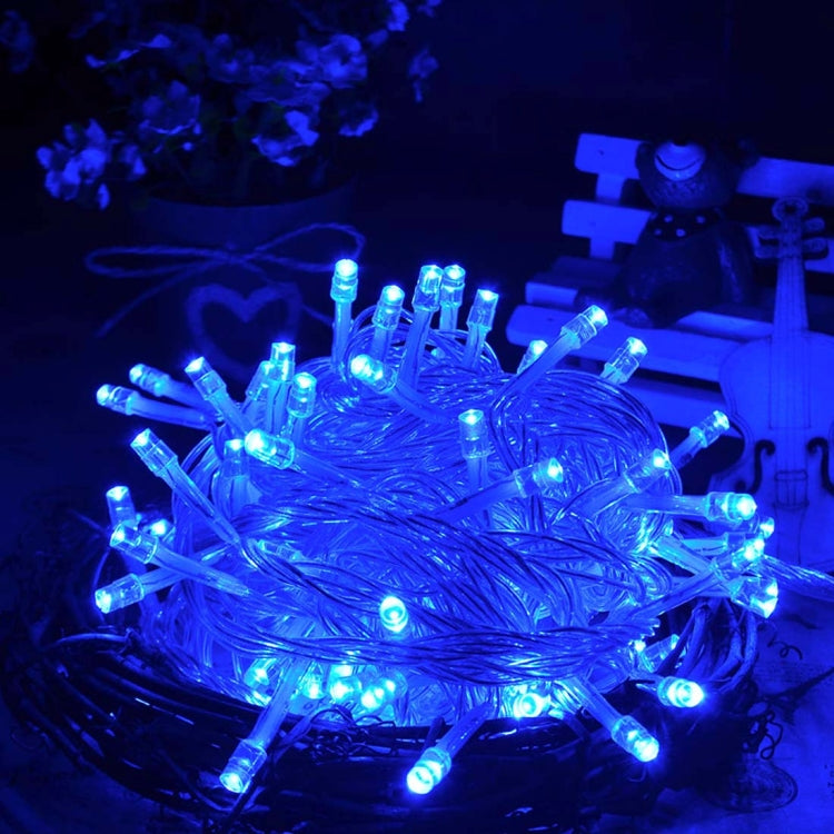 Water-resistant String Light, Length: 10m, 100 LED Light with Controller, Flashing / Fading / Chasing Effect, AC 220V, EU Plug(Blue Light)