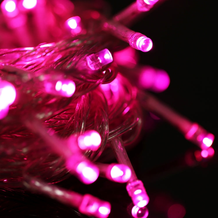 Water-resistant String Light, Length: 10m, 100 LED, Flashing / Fading / Chasing Effect, with Controller, AC 220V, EU Plug(Pink Light)