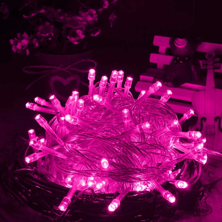 Water-resistant String Light, Length: 10m, 100 LED, Flashing / Fading / Chasing Effect, with Controller, AC 220V, EU Plug(Pink Light)