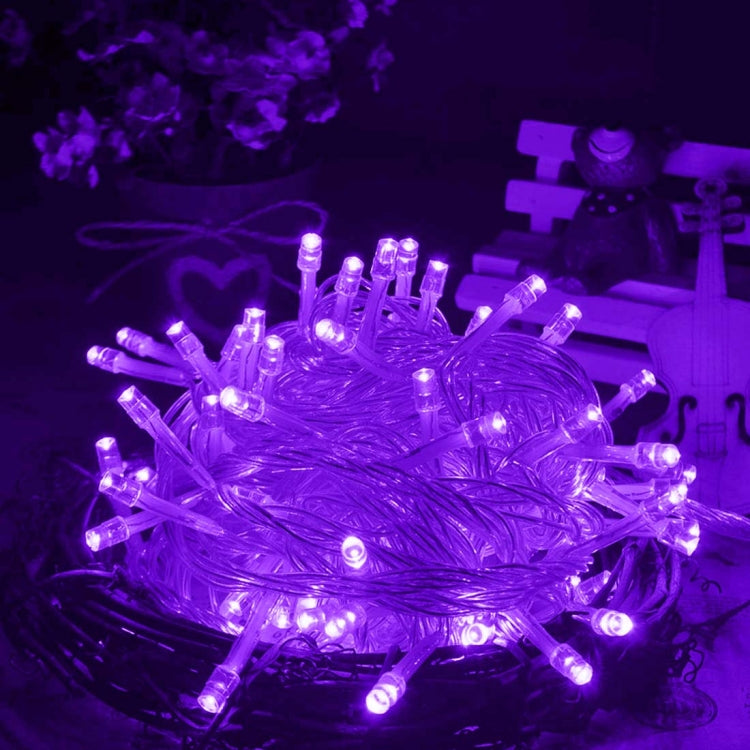Water-resistant String Light, Length: 10m, 100 LED, Flashing / Fading / Chasing Effect, with Controller, AC 220V, EU Plug(Purple Light)