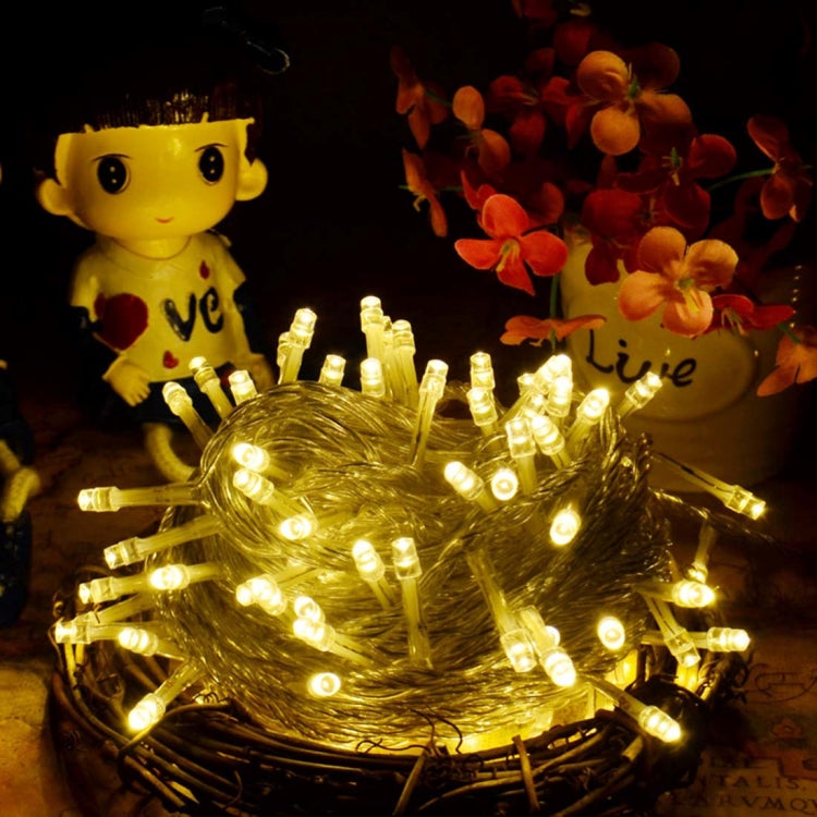 Water-resistant String Light, Length: 10m, 100 LED Light with Controller, Flashing / Fading / Chasing Effect, AC 220V, EU Plug(Orange Light)
