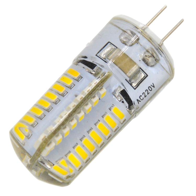 G4 4W 200LM Silicone Corn Light Bulb, 64 LED SMD 3014, Warm White Light, AC 220V