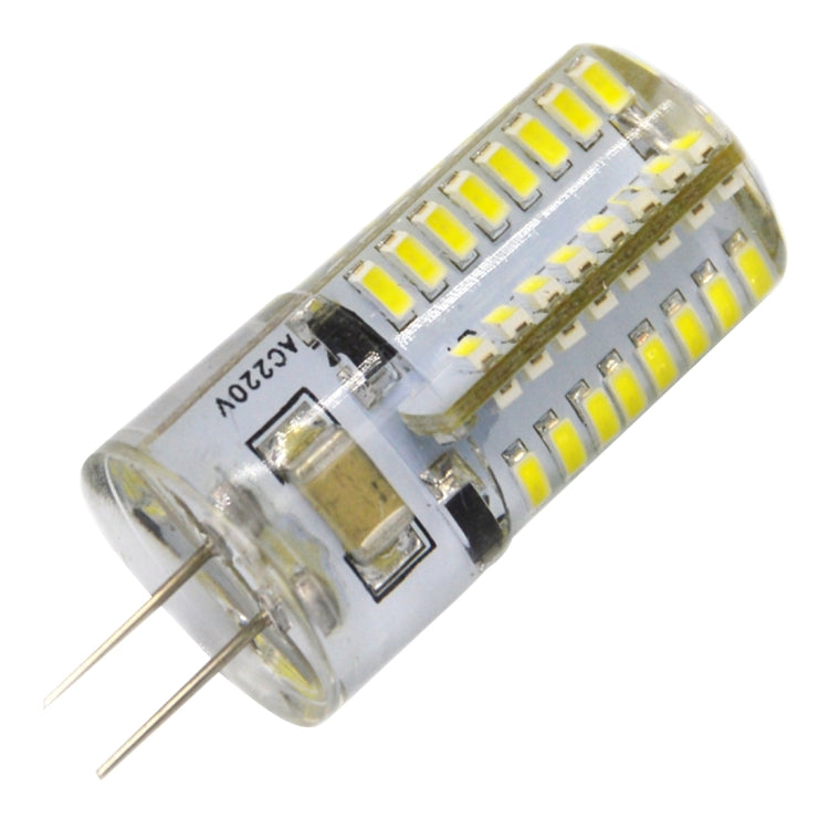 G4 4W 200LM Silicone Corn Light Bulb, 64 LED SMD 3014, White Light, AC 220V
