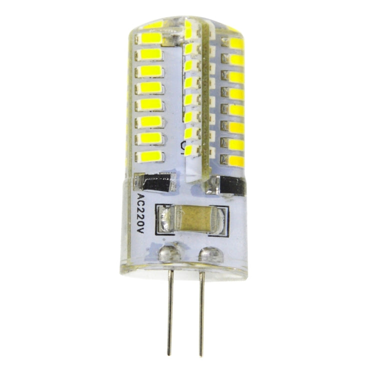 G4 4W 200LM Silicone Corn Light Bulb, 64 LED SMD 3014, White Light, AC 220V