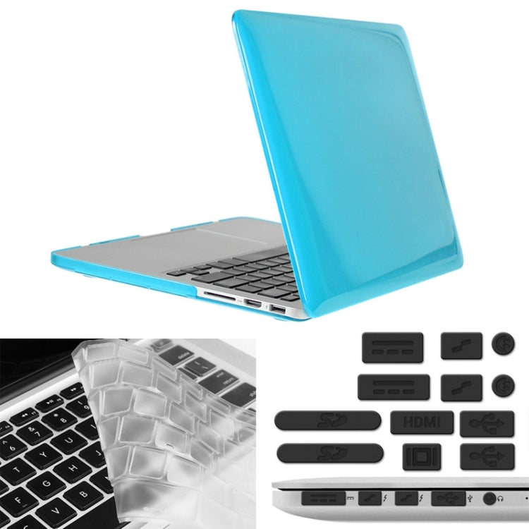 ENKAY for Macbook Pro Retina 13.3 inch (US Version) / A1425 / A1502 Hat-Prince 3 in 1 Crystal Hard Shell Plastic Protective Case with Keyboard Guard & Port Dust Plug(Blue)