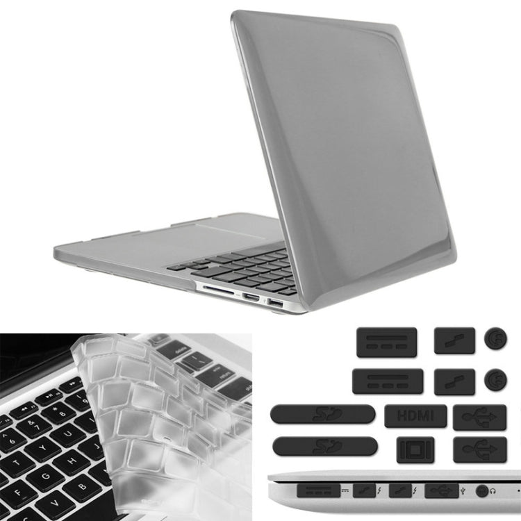 ENKAY for Macbook Pro Retina 15.4 inch (US Version) / A1398 Hat-Prince 3 in 1 Crystal Hard Shell Plastic Protective Case with Keyboard Guard & Port Dust Plug(Grey)